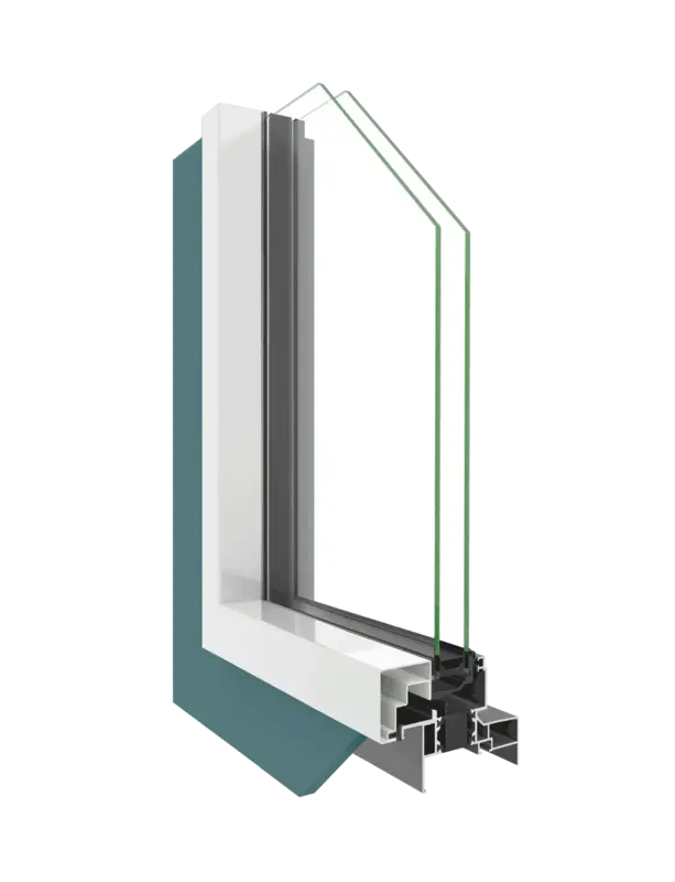 Coupe technique du profil de fenêtre en aluminium à double vitrage pour une isolation thermique et acoustique optimale à Pau